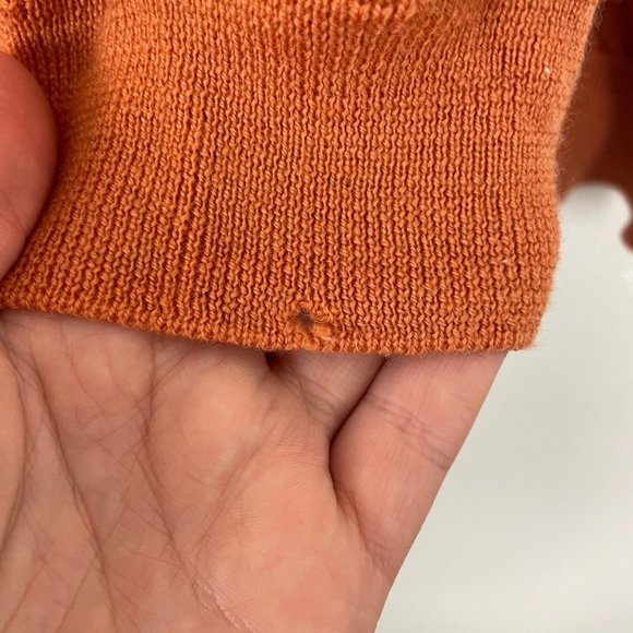 J. Crew Factory Men's L 100% Merino Wool Burnt Orange‎ V Neck Sweater Fall - Picture 5 of 9